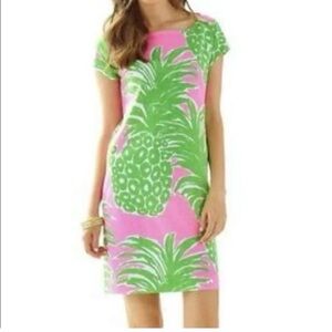 Lilly Pulitzer Loren Mini Flamenco Pineapple Dress Sz Xs Pink & Green